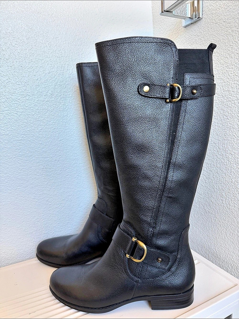 NWOT Naturalizer JULIA Leather Tall Leather Riding Boots Black US 7.5.